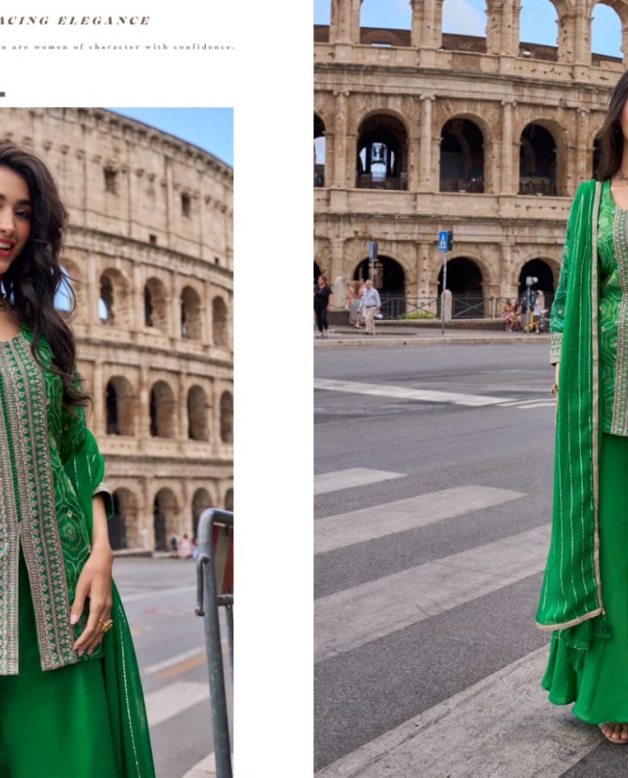GREEN - Mystical Silk Engagement Readymade Salwar Kameez